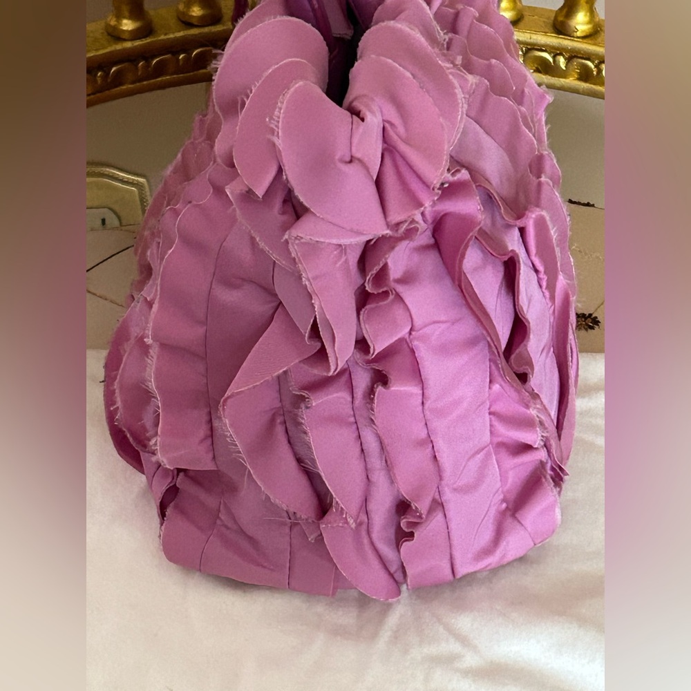 Prada Tessuto origami ruffled nylon tote hand bag pink Italy - Picture 4 of 16